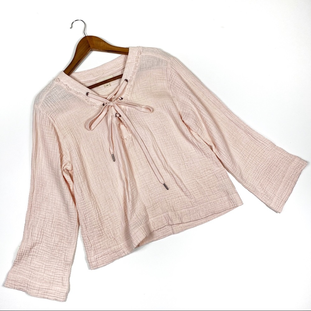 Anthropologie Cloth and Stone Pink Gauze Blouse